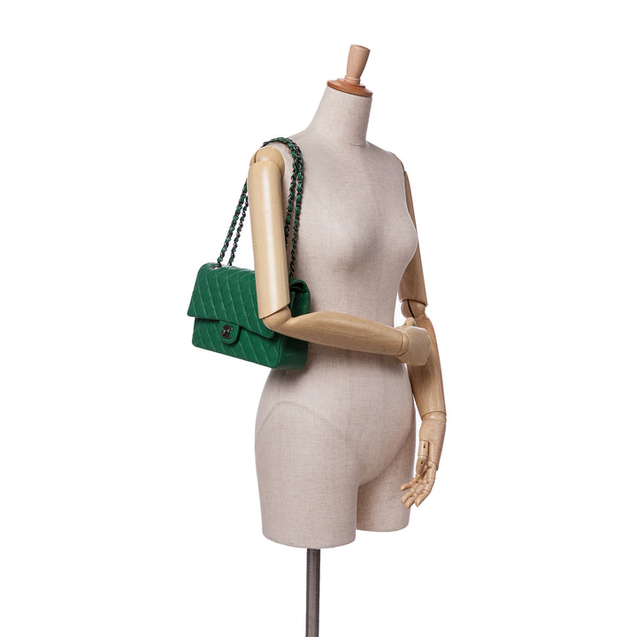 Medium Classic Caviar Double Flap Green - Gaby Paris