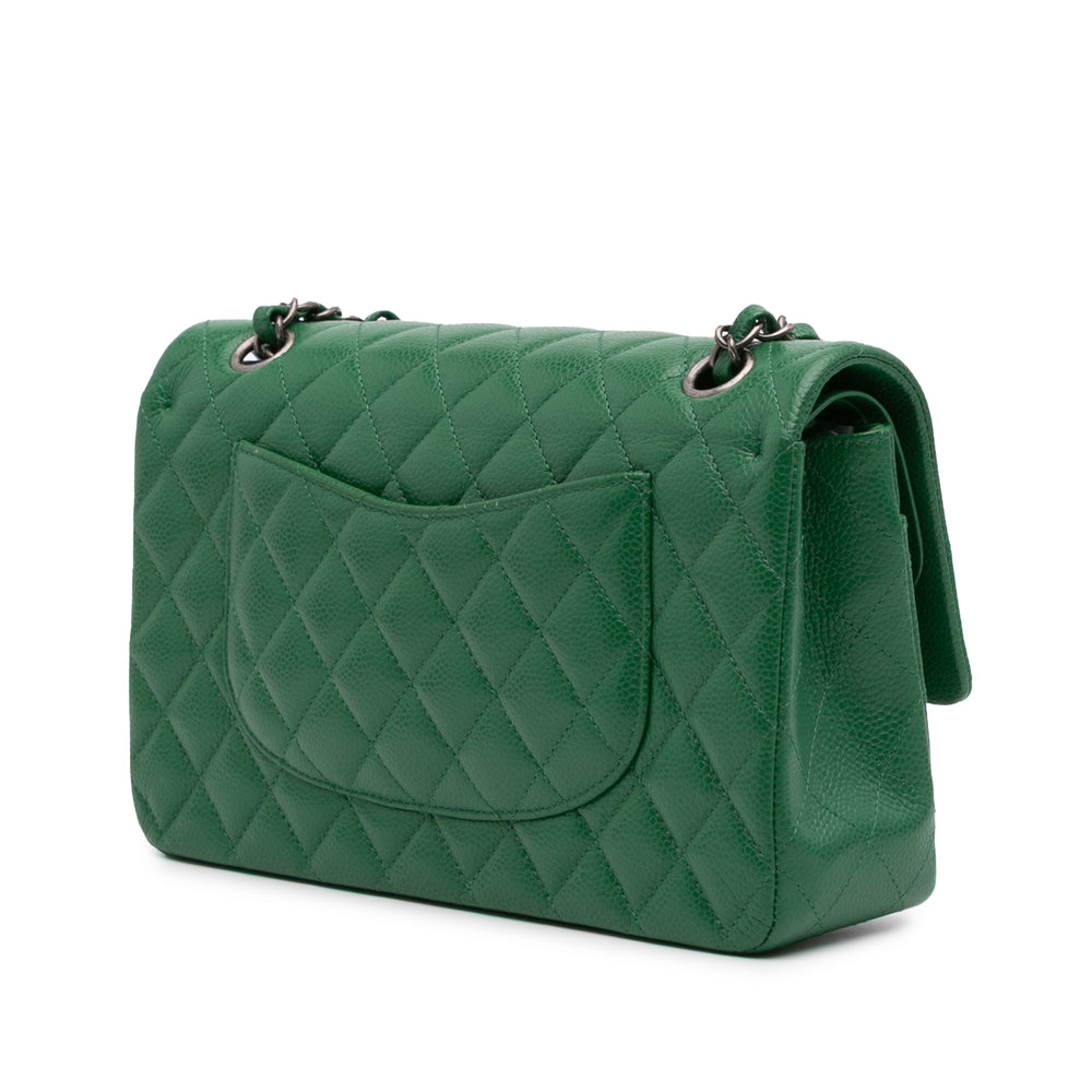 Medium Classic Caviar Double Flap Green - Gaby Paris