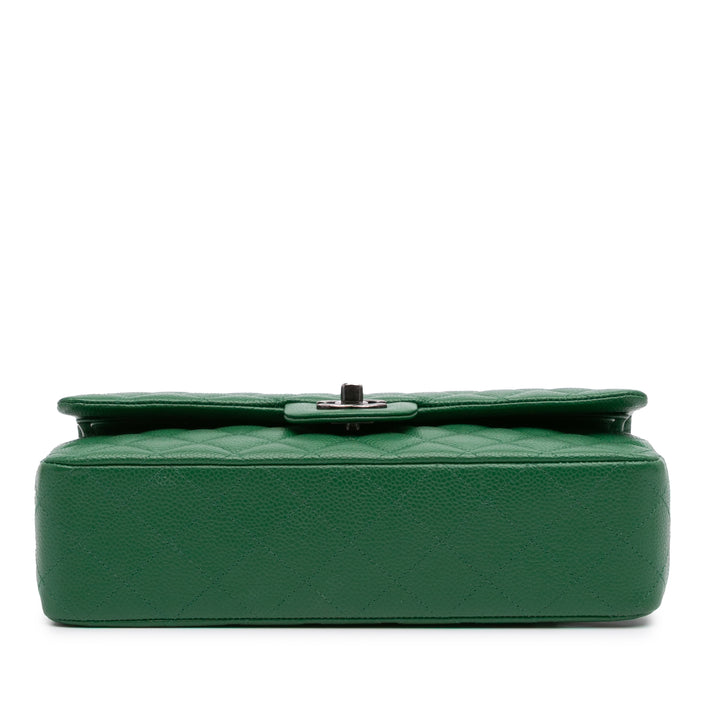 Medium Classic Caviar Double Flap Green - Gaby Paris