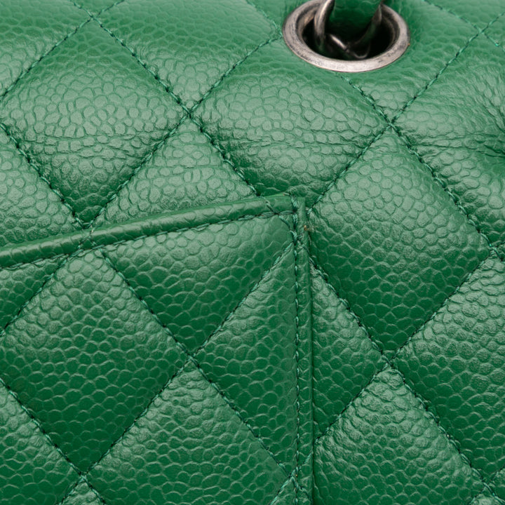 Medium Classic Caviar Double Flap Green - Gaby Paris