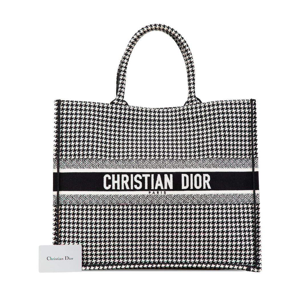 Dior Large Toile Houndstooth brodé Book Cabas