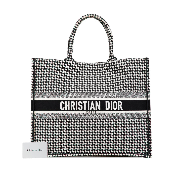 Dior Large Toile Houndstooth brodé Book Cabas