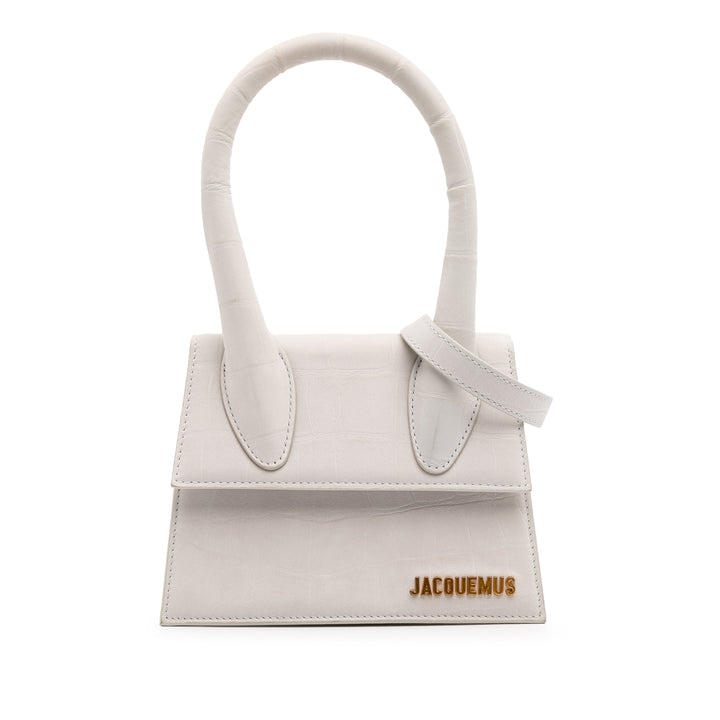 Croc Embossed Calfskin Le Chiquito Medium White - Gaby Paris