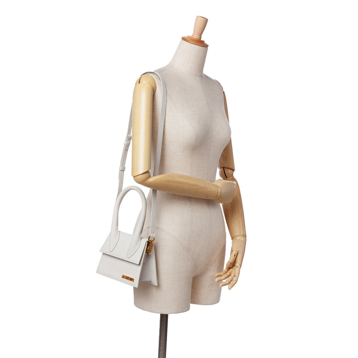 Croc Embossed Calfskin Le Chiquito Medium White - Gaby Paris