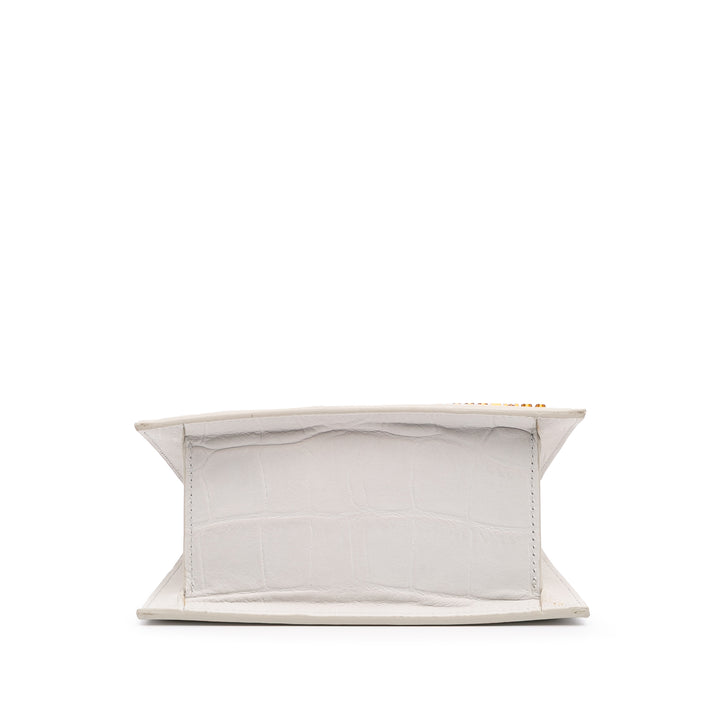 Croc Embossed Calfskin Le Chiquito Medium White - Gaby Paris