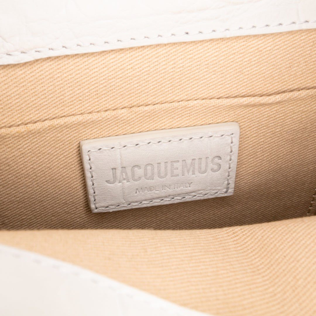Croc Embossed Calfskin Le Chiquito Medium White - Gaby Paris