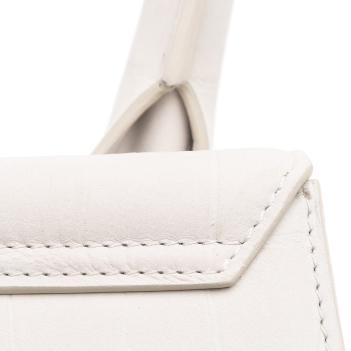 Croc Embossed Calfskin Le Chiquito Medium White - Gaby Paris