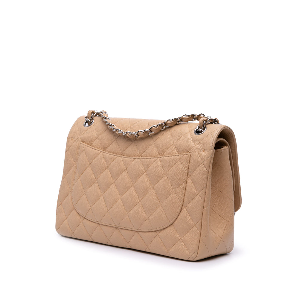 Jumbo Classic Caviar Double Flap Brown - Gaby Paris