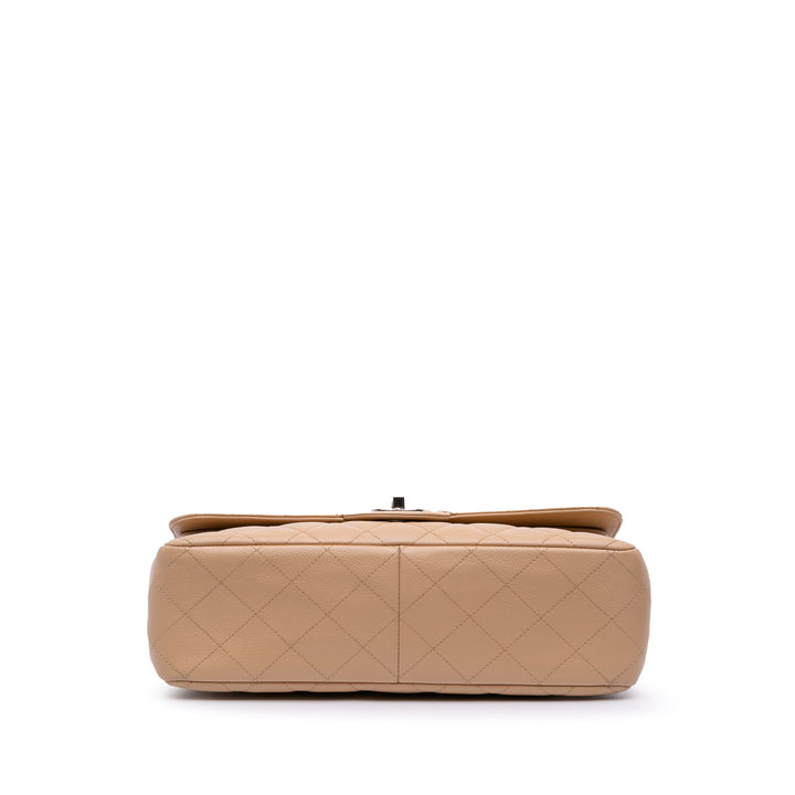 Jumbo Classic Caviar Double Flap Brown - Gaby Paris