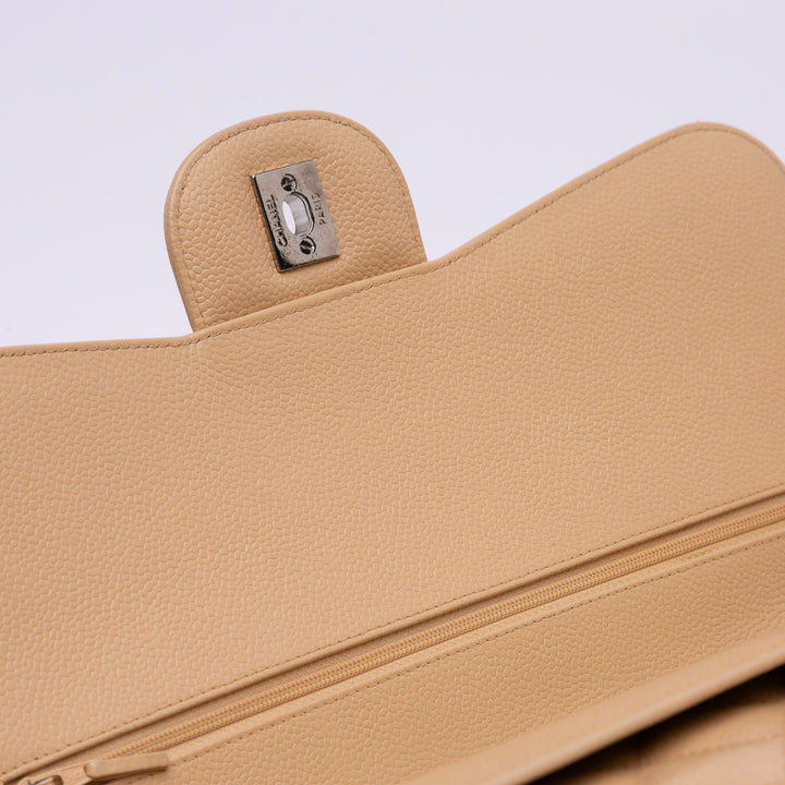 Jumbo Classic Caviar Double Flap Brown - Gaby Paris