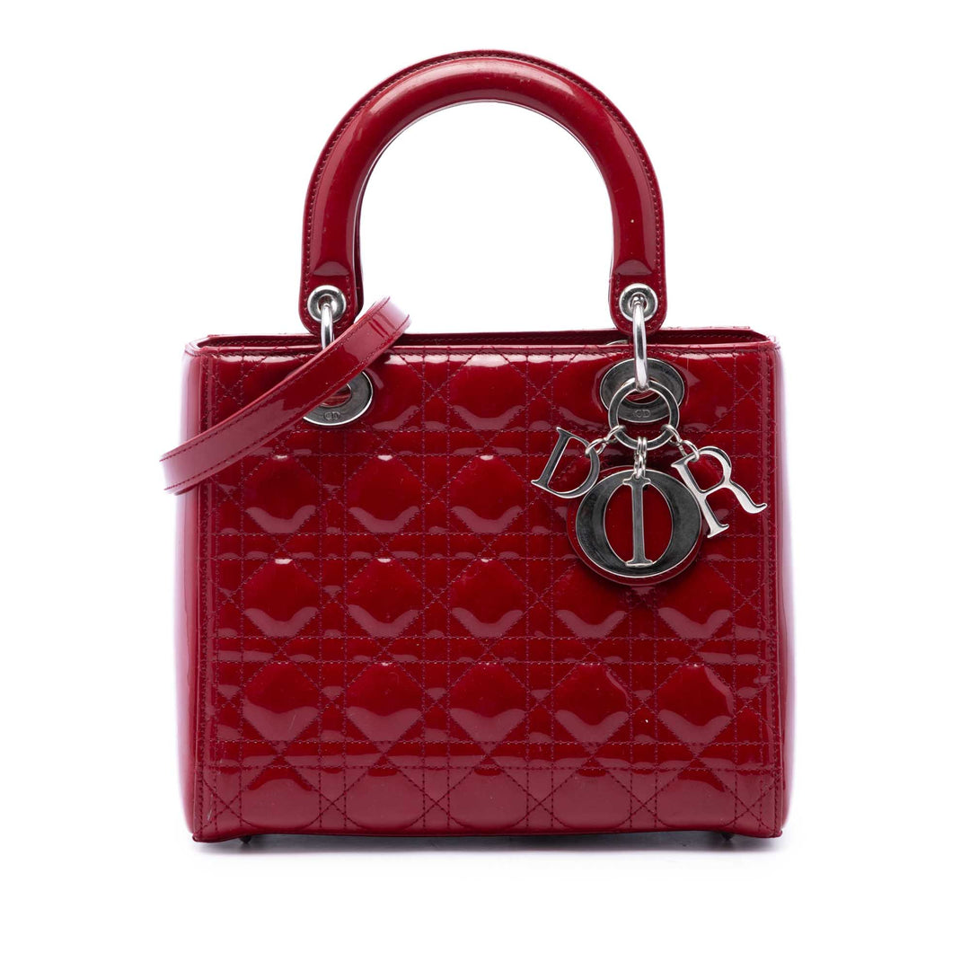 Dior Sac à main Lady Dior Cannage Moyen Rouge – vue principale – GABY PARIS