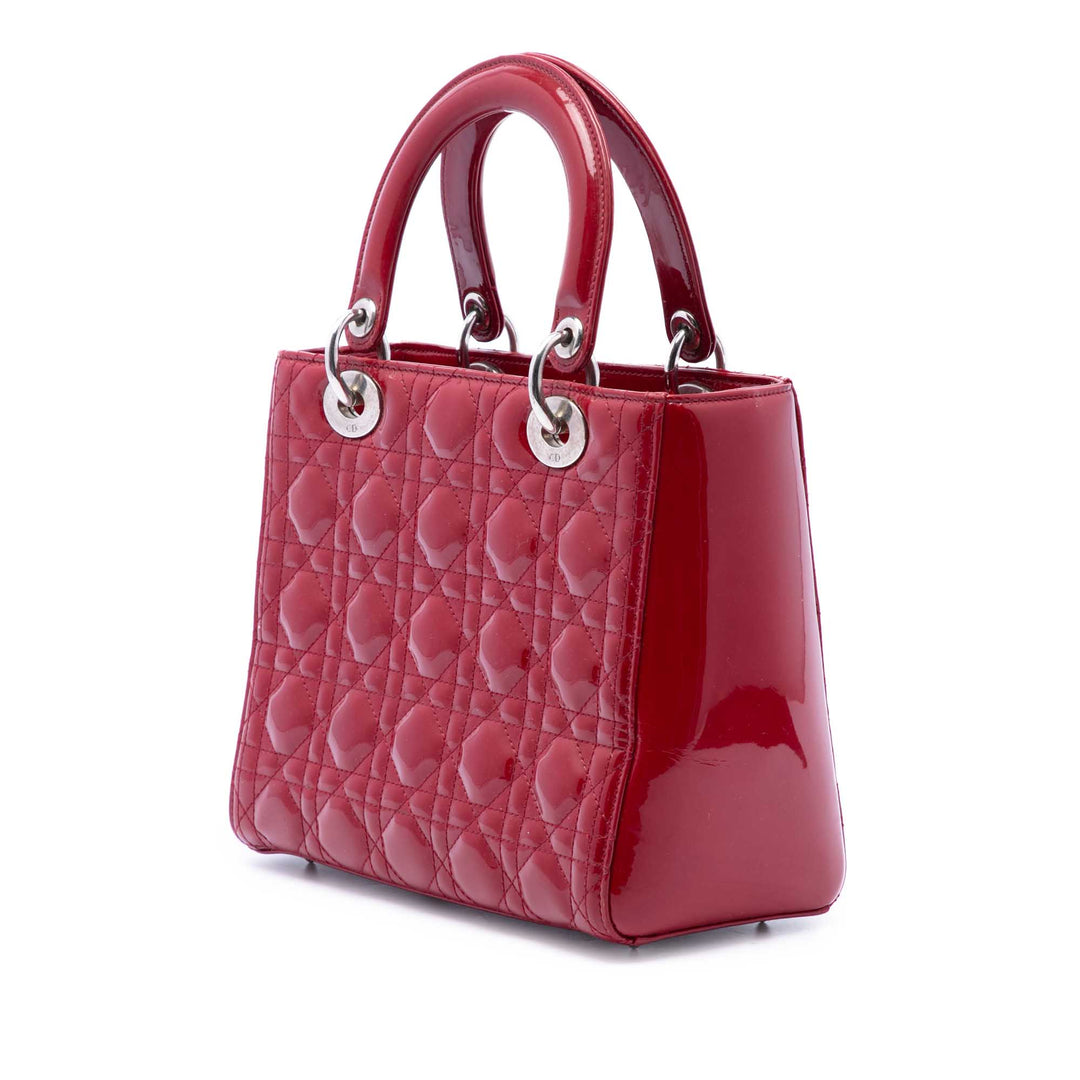 Dior Sac à main Lady Dior Cannage Moyen Rouge – vue 2 – GABY PARIS