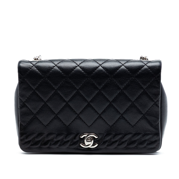 Chanel Small CC Matelassé Cuir d’agneau embossé Braid Simple rabat