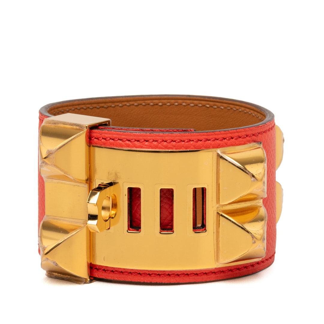 Hermès plaqué Collier de Chien Bracelet Epsom Doré