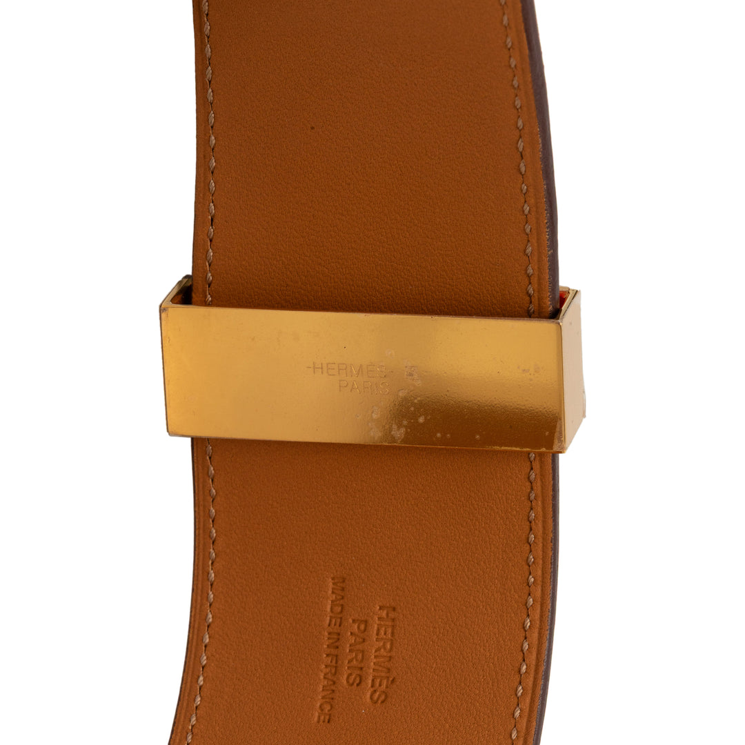 Hermès plaqué Collier de Chien Bracelet Epsom Doré