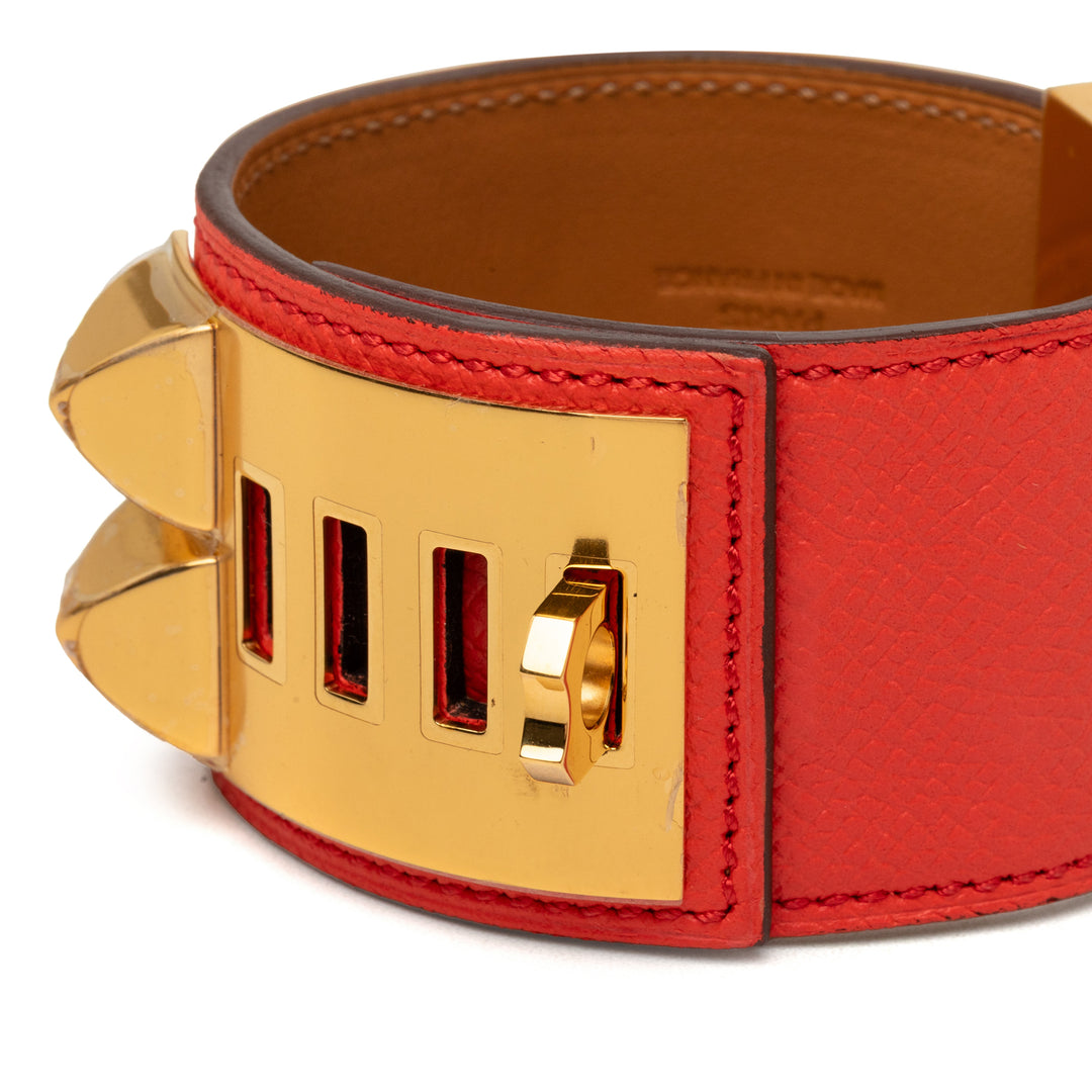 Hermès plaqué Collier de Chien Bracelet Epsom Doré