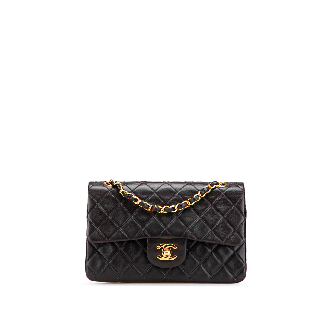 Small Classic Lambskin Double Flap Black - Gaby Paris