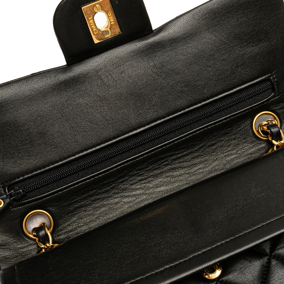 Small Classic Lambskin Double Flap Black - Gaby Paris