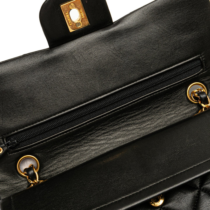 Small Classic Lambskin Double Flap Black - Gaby Paris