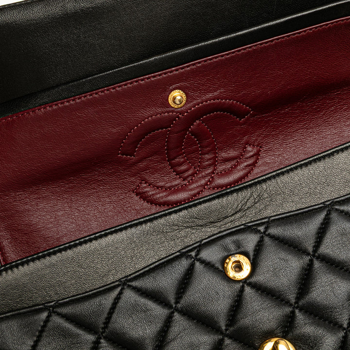 Small Classic Lambskin Double Flap Black - Gaby Paris