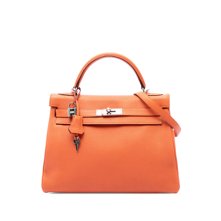 Hermès Kelly II Retourne 32 Togo Orange – vue principale – GABY PARIS