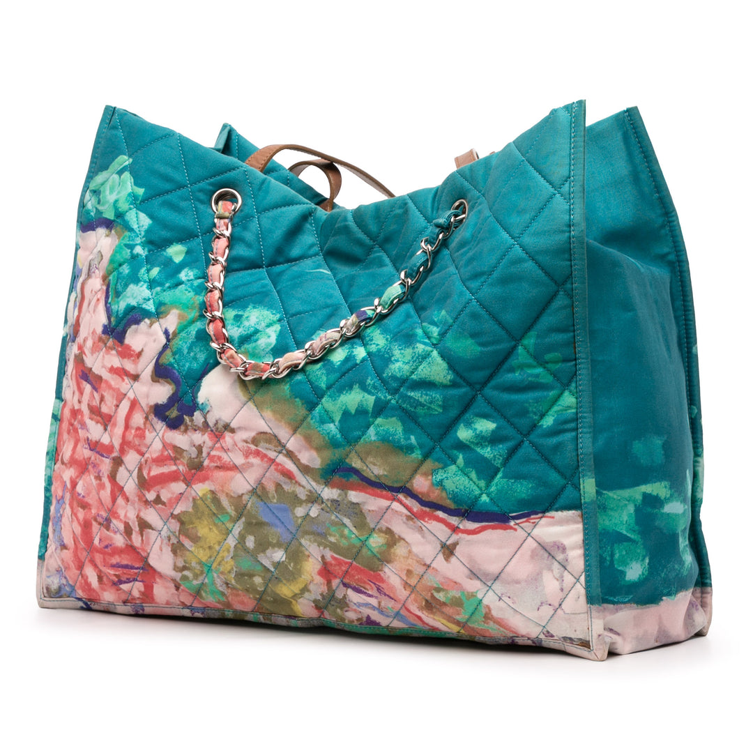 CC Quilted Nylon Graffiti Watercolour Shopping Tote Blue - Gaby Paris
