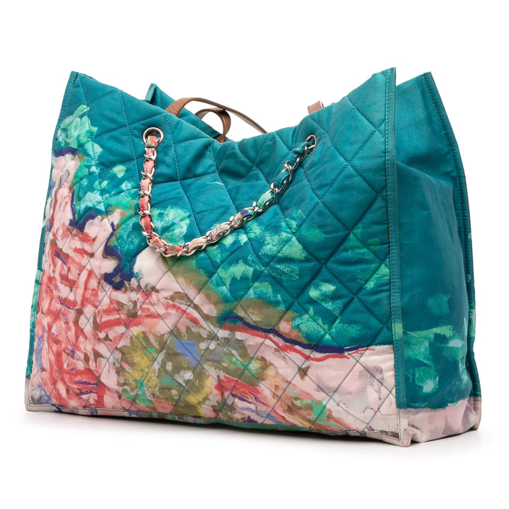 CC Quilted Nylon Graffiti Watercolour Shopping Tote Blue - Gaby Paris