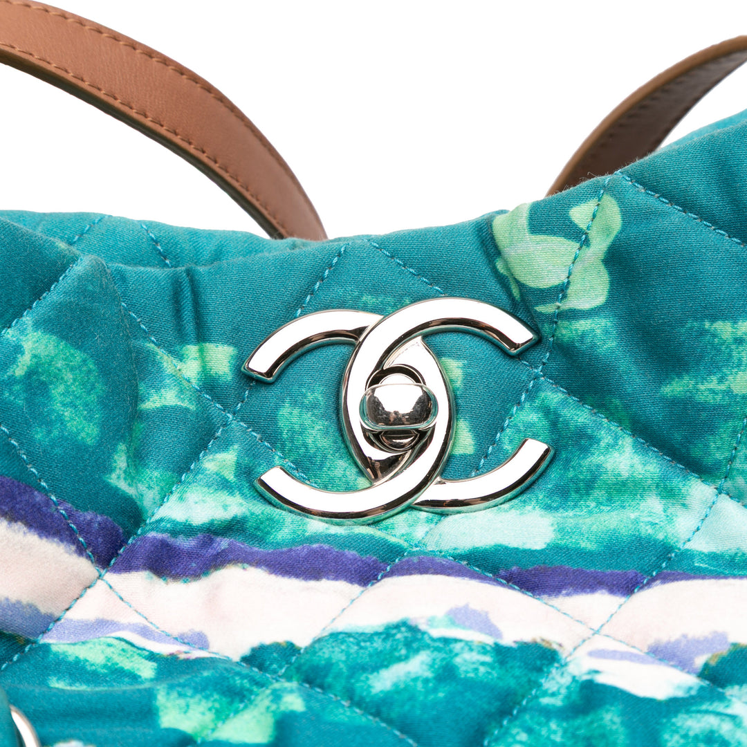 CC Quilted Nylon Graffiti Watercolour Shopping Tote Blue - Gaby Paris