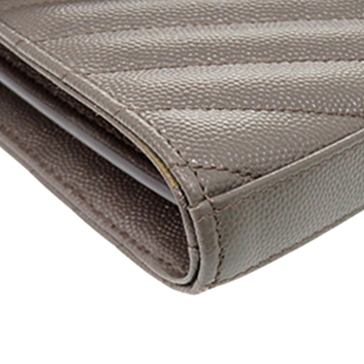Saint Laurent Grain De Poudre Matelasse Chevron Classic Cassandre Chain Portefeuille