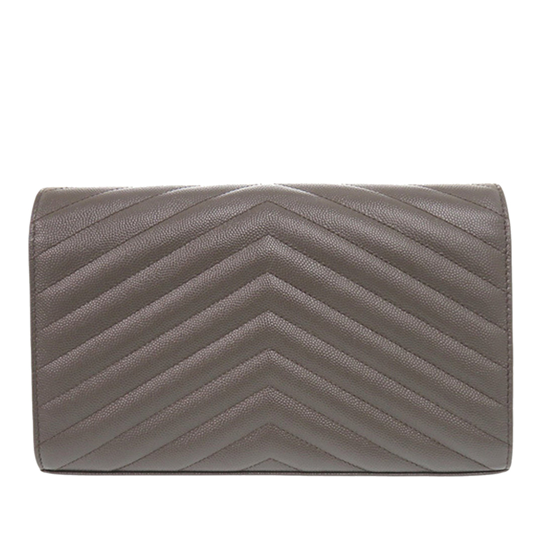 Saint Laurent Grain De Poudre Matelasse Chevron Classic Cassandre Chain Portefeuille