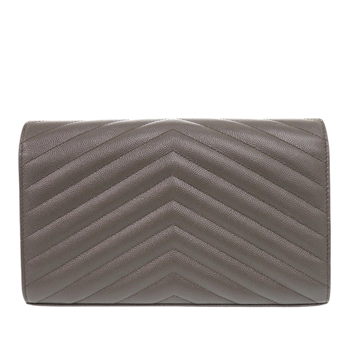 Saint Laurent Grain De Poudre Matelasse Chevron Classic Cassandre Chain Portefeuille