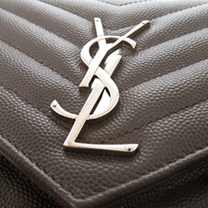 Saint Laurent Grain De Poudre Matelasse Chevron Classic Cassandre Chain Portefeuille
