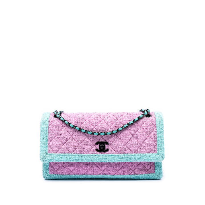 Chanel CC Matelassé Bicolor Tweed à rabat