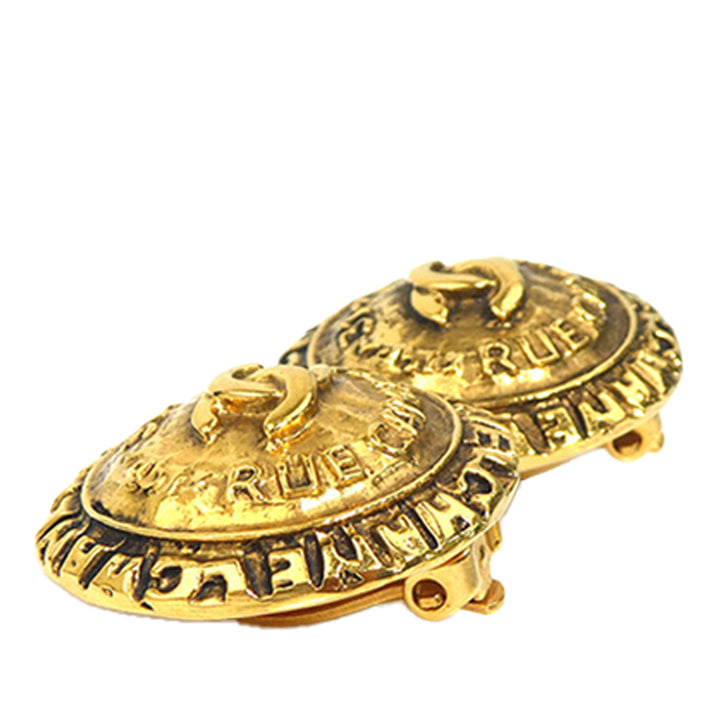 Chanel CC plaqué Logo Rond À clip Boucles d'oreilles Doré – vue 8 – GABY PARIS