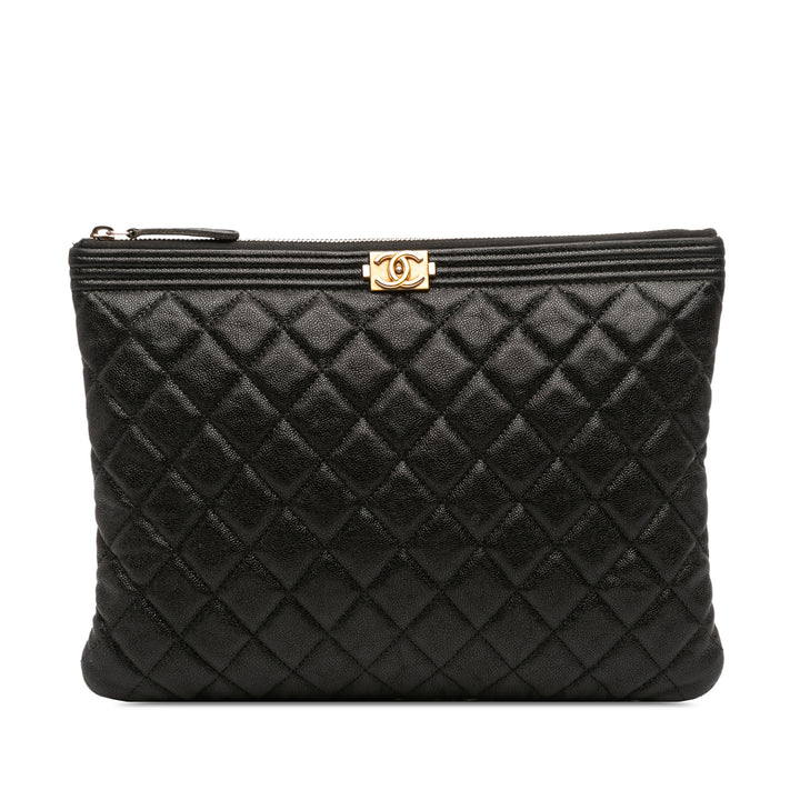 Chanel Medium Matelassé Caviar Boy O Étui Pochette