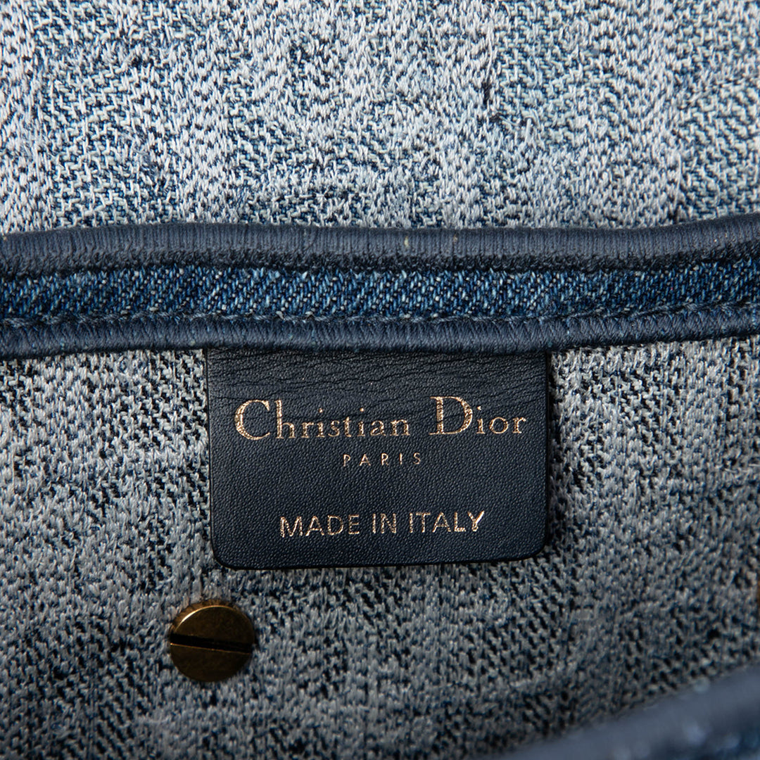 Dior brodé Saddle Sac Oblique Bleu – vue 5 – GABY PARIS