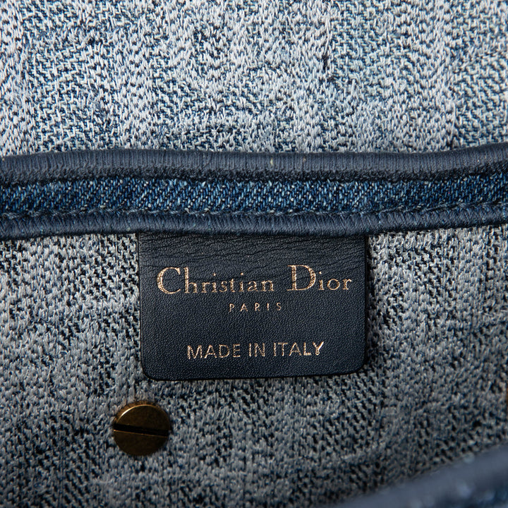 Dior brodé Saddle Sac Oblique Bleu – vue 5 – GABY PARIS