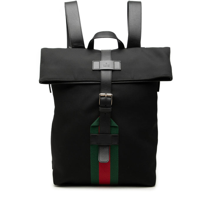Gucci Sac à dos Techno Web Fold Over Noir – vue principale – GABY PARIS