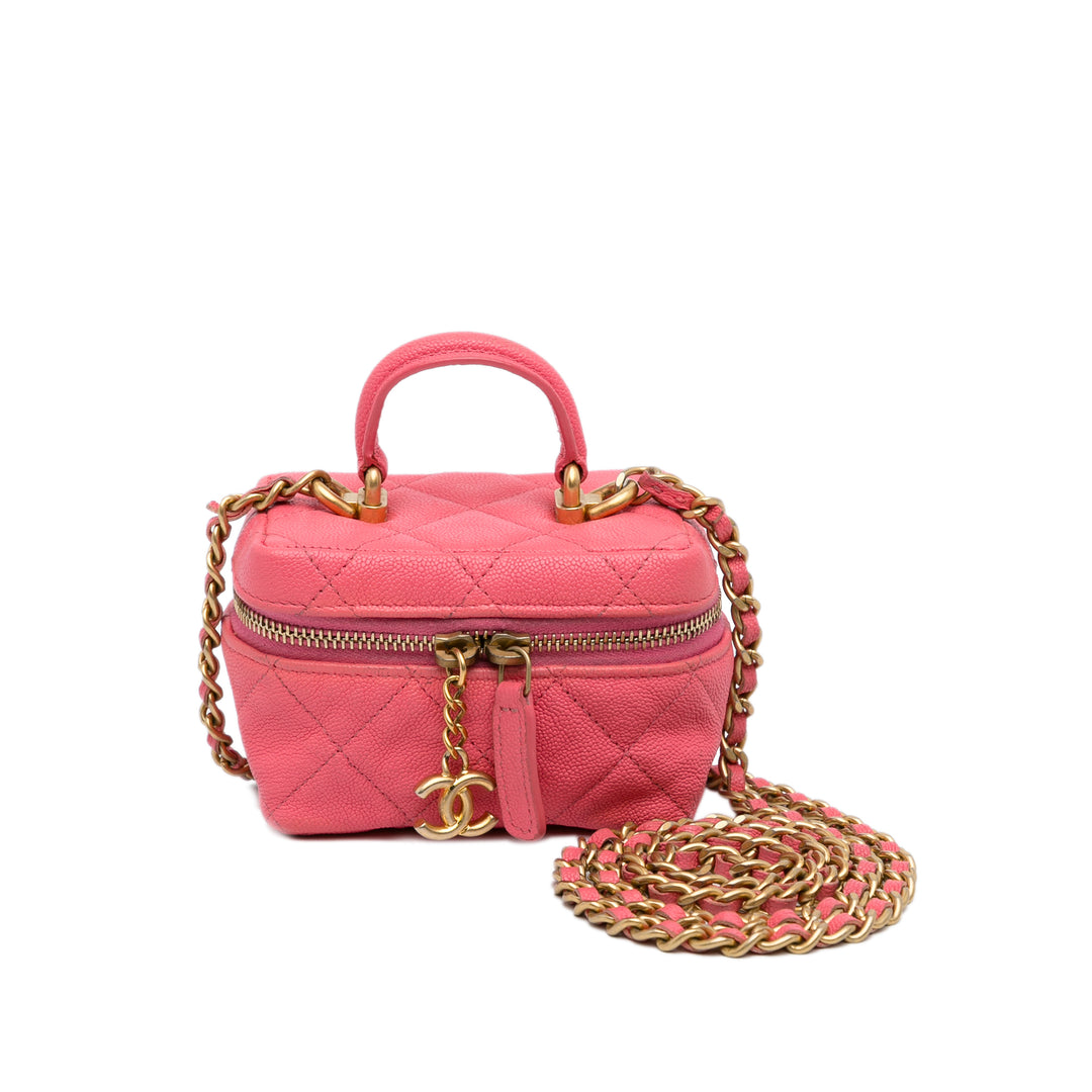 Micro Caviar Chain Vanity Bag Pink - Gaby Paris