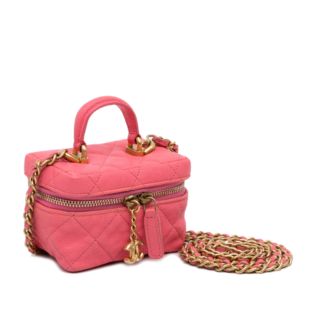 Micro Caviar Chain Vanity Bag Pink - Gaby Paris