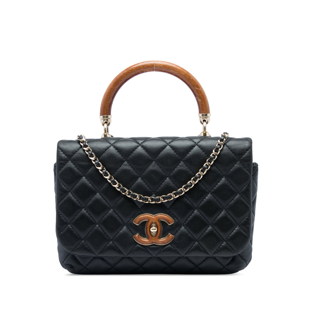 Matelassé Knock on Wood Sac Cuir d'agneau Noir