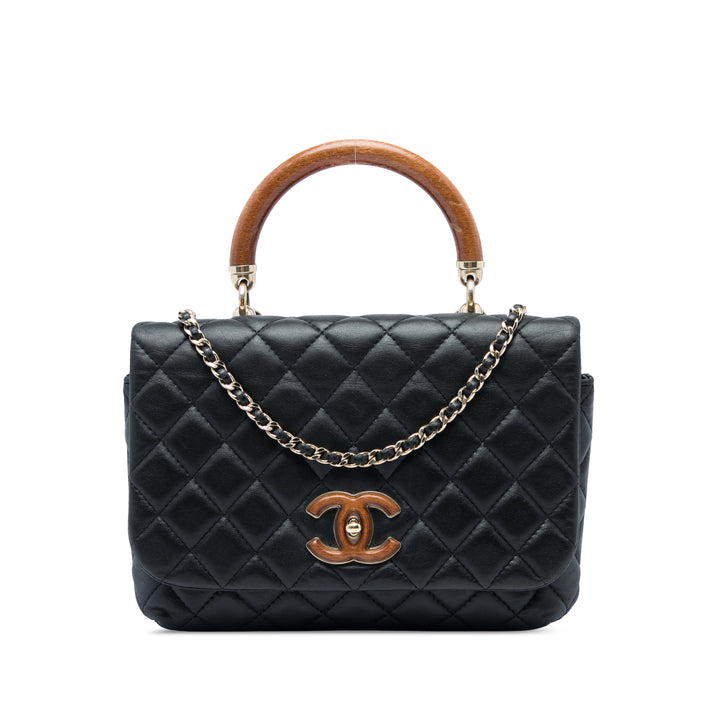 Matelassé Knock on Wood Sac Cuir d'agneau Noir