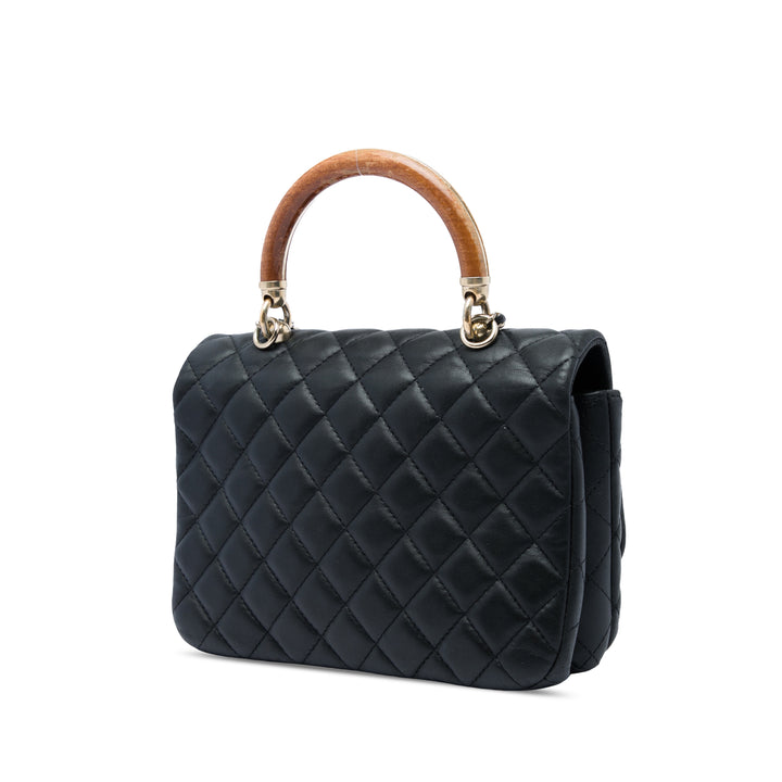 Matelassé Knock on Wood Sac Cuir d'agneau Noir
