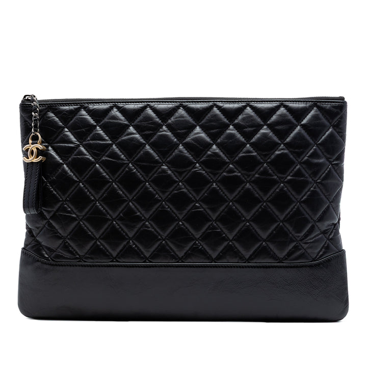 Chanel Large vieilli Cuir de veau Gabrielle O Étui Pochette