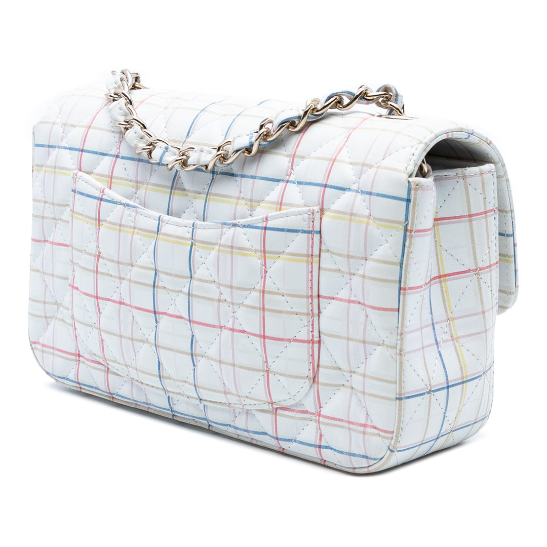 Chanel Mini Rectangular Classic Printed Cuir de veau Simple rabat Blanc – GABY PARIS Authentique
