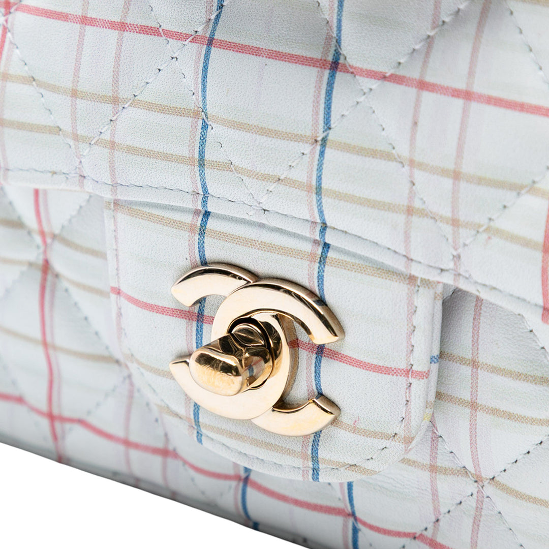 Chanel Mini Rectangular Classic Printed Cuir de veau Simple rabat Blanc – GABY PARIS Authentique