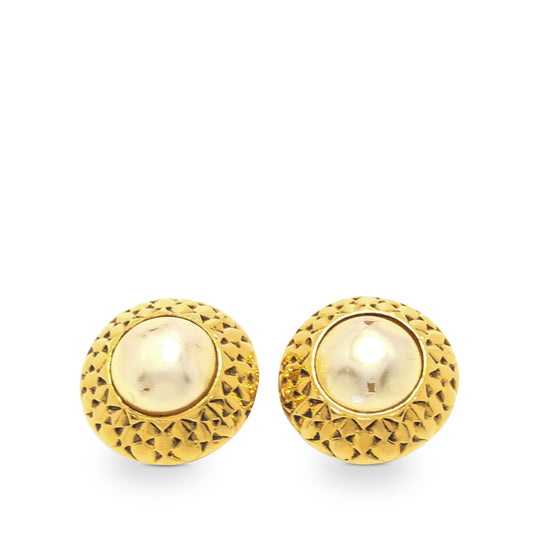 Faux Pearl Clip On Earrings Gold - Gaby Paris