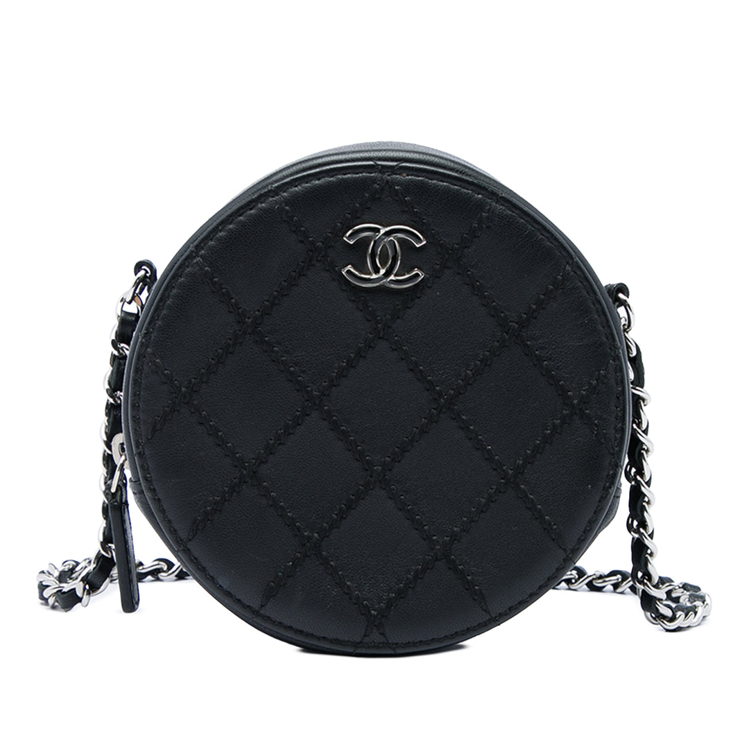 Chanel Matelassé Ultimate Stitch Rond Pochette avec chaîne Cuir d'agneau Noir – vue principale – GABY PARIS
