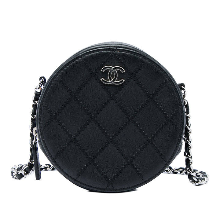 Chanel Matelassé Ultimate Stitch Rond Pochette avec chaîne Cuir d'agneau Noir – vue principale – GABY PARIS