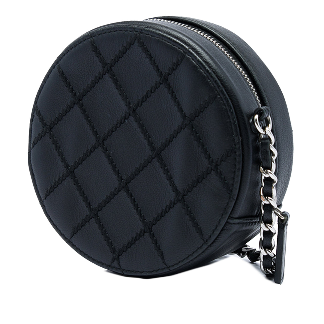 Chanel Matelassé Ultimate Stitch Rond Pochette avec chaîne Cuir d'agneau Noir – vue 2 – GABY PARIS